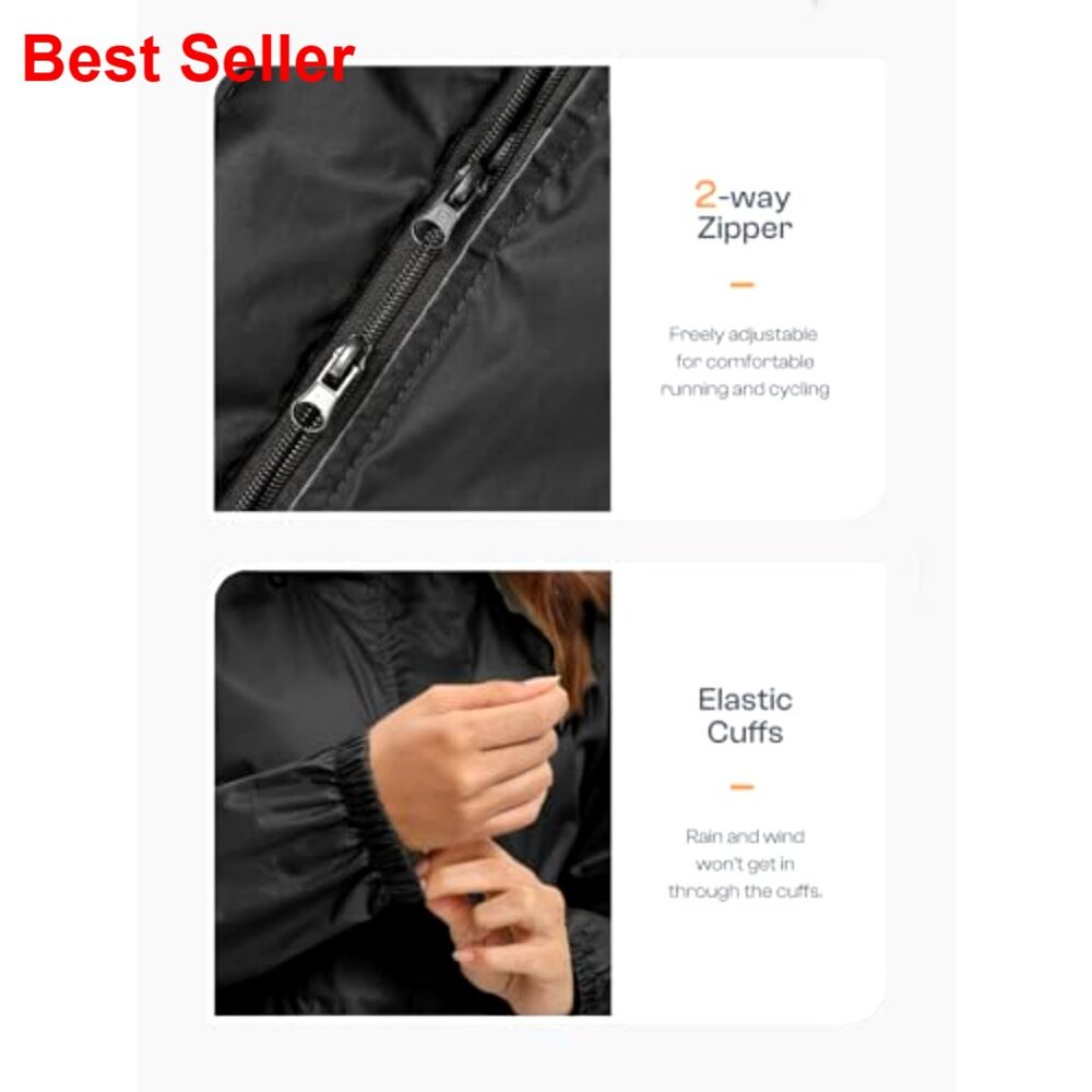 Lightweight Packable Long Rain Jacket Hooded Tren… - image 4